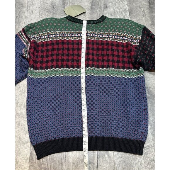 Northern Isles Sweater Cardigan Womens Large Fair Isle Patchwork Pockets 90s NEW - Picture 9 of 11